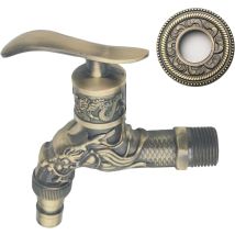 Rubinetto Vintage, Rubinetto In Ottone Anticato, Rubinetto Da Giardino In Stile Antico, Rubinetto Antico Con Drago Intagliato Per Casa, Cucina, Bagno,
