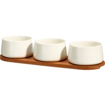 Porzellanschälchen Für Dips Aperio, 3 X 200 Ml, Bambustablett