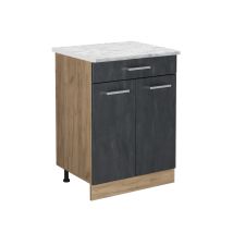 Mobiletto Base Per Cucina R-line, Calcestruzzo Nero, 60 Cm Pl Marmo, Vicco