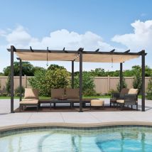 Pergola Doppelter Oberer Rahmen Metall Garten Pavillon Pergola 3 X 6 M Wasserdicht Stabil Winterfest, Gartenpavillon Mit Sonnenschutz Ü Berdachung, 