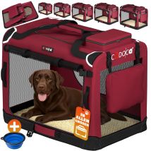 Cage De Transport Pour Animaux Chien Chat Rongeur Respirant Pliable Sac De Transport Matelas Douillet Sac Panier Xxl - Rouge Fonçé - Cadoca