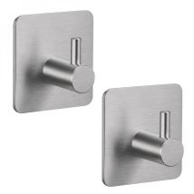 Lot De 2 Crochets De Fixation Muraux Adhésifs, Cuisine, Salle De Bains - Acier Inoxydable - Chrome - Linxor