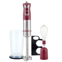 Batidora de pie 1000W – Diseño ergonómico – Acero inoxidable y rojo burdeos – 2 velocidades – Cuchilla de titanio