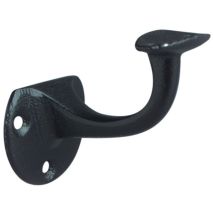 Deni - Soporte Pasamanos Hierro Fundido Lacado Negro D. Placa De Pared Soporte Curvo 53mm