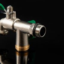 Grifo Doble Con Entrada De 1" Y 3/4", 2 Salidas Extraíbles De Cobre Resistente A Las Heladas Con Válvula Reforzada Y Manivela Verde Para Riego De 