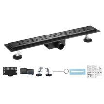 Bc-elec - 06-90-b Plato De Ducha De Acero Inoxidable 90cm Negro Mate, Sterfput De Ducha, Altura Ajustable 98-142mm