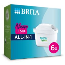 Pack de 6 cartuchos de filtro de agua MAXTRA PRO ALL-IN-1 – Filtración de impurezas – Compatible con jarras BRITA