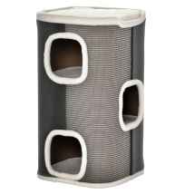 Arbre À Chat 74 Cm Haut Avec 3 Niveaux, Gris Et Blanc, Griffoir, Coussin, Tunnel Pour Chat, Idéal Petits Chats