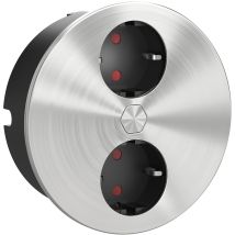 Einbausteckdose Ø 118mm Duplex-r - 2fach Steckdose Mit Elektrischer Abdeckung Per Knopfdruck, Edelstahl/kunststoff 230v