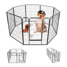 Recinto Per Cani, Cuccioli E Conigli Gardeo80x100x8, 8 Pannelli 80x100cm, 2,56m2, Modulabile, Per Interni Ed Esterni, Pieghevole, Garanzia 5 Anni 