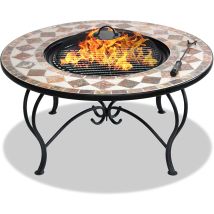 Centurion Supports Fireology Kennocha Extravagant Garden & Patio Heater Fire Pit Brazier, Coffee Table, Barbecue And Ice Bucket - Marble Finish