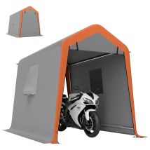 Carpa Garaje Portátil 2,4x1,8 M Para Coche Impermeable Con Puerta Enrollable Con Cremallera Ventanas Upf30+ Gris Claro