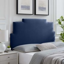 Casa - Ember Blue Plush Double 30 Inch Strutted Headboard
