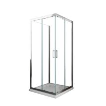 Box Cabina Doccia 3 Lati Vetro Fisso Laterale + Due Lati Scorrevoli Vetro 6 Mm H 190 Cm 90x110x90