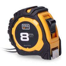 Koma Tools Maßband 8 m x 25 mm rutschfestes ABS 2 Verriegelungspositionen Gürtelclip präzises Messwerkzeug