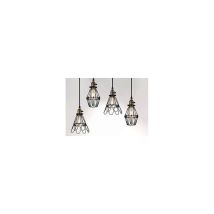 Lámpara de techo vintage E27 25 cm – Diseño de jaula – Interruptor rotatorio – Alambre tejido beige – 220 V
