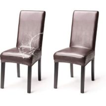 Set Di 2 Eleganti Coprisedie Impermeabili In Similpelle, Coprisedie Elasticizzati Con Schienale Alto Per Sala Da Pranzo, Banchetti, Matrimoni, Feste, 