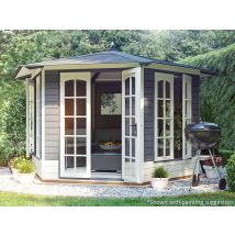 Dunster House Ltd. - Dunster House Wooden Summerhouse 3.5 X 3 Metres Hexagonal Garden Shelter Sun Room Vantage 350