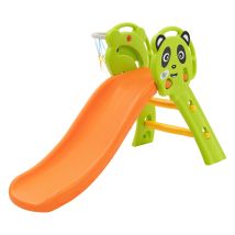 2in1 Kinderrutsche, Grün-orange, Spielrutsche Set Indoor/outdoor, Kinder Spielzeug Rutsche + Basketballkorb, Ab 3 Jahren, Babyrutsche Gartenrutsch 