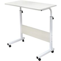 Laptoptisch Beistelltisch Pc Tisch Notebook Sofatisch Laptopständer Mit Rollen - Weiß Ahorn - Soges