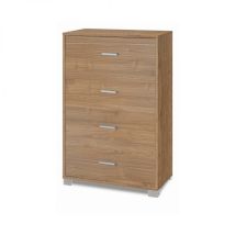 Sarmog – Cassettiera moderna in legno noce stelvio con 4 cassetti – 70x41x112 cm – Design contemporaneo
