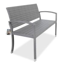 Banco De Jardín Poliratán Muy Resistente Y Espacioso Carga Hasta 320 Kg 122x87x60cm Para Exteriores Resiste Intemperie Y Rayos Uv Gris - Casaria
