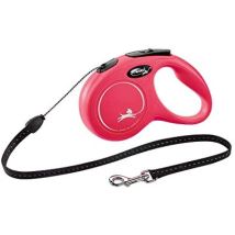 Correa de perro Flexi 5 m – Color rojo – Capacidad máxima 12 kg – Sistema de frenado fácil – Componentes reflectantes
