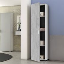 Habitdesign - Mehrzweck-kabinett Reno, Beistellschrank Mit 1 Tür Und 3 Einlegeböden, Moderne Garderobe, Hoher Säulenschrank, Cm 41x37h182, Zement Und 