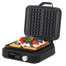 Waffeleisen De Waffel Mit Display Led Ad 3087, Automatische Zeitschaltuhr, 2200w, 6 Stufen De Golden, Control De Kochen, Schwarz - Adler