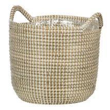 Scheurich Seagrass 36, Korbgefäß/korb-pflanzgefäß/korbtopf Mit Griffen Aus Seagrass Farbe: White, 36 Cm Durchmesser, 34 Cm Hoch, 38,6 L Vol.