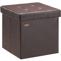Deuba - Casaria 38cm Square Foldable Stool With Storage Space Faux Leather/linen With Removable Padded Lid 38x38cm Upholstered Ottoman 40 Litre 