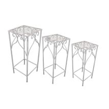 Blumenkästen Set 3 Teile – Antike weiße Stahlständer – 30x72 cm, 25x62 cm, 20x52 cm – Garten Deko