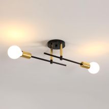 Goeco - Plafoniera Retro Base E27 2 Portalampade Lampada A Soffitto Per Soggiorno, Camera Da Letto, Sala Da Pranzo, Ufficio