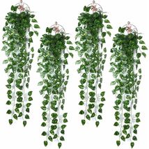 Lts Fafa - 4pcs 90cm Artificial Green Climbing Ivy Fake Falling Plant Hanging Decorations For Wedding, Celebration, Party, Kitchen, Garden, Office 