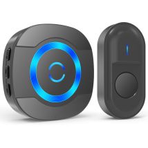 Bleosan - Timbre Inalámbrico 300m Ip55 Timbre Electrónico Impermeable Con Receptor Enchufable Para El Hogar 55 Melodías Led Negro