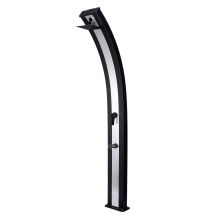 Starmatrix Douche Solaire Exterieure Aluminium Noir Ral9004 Bande Inox Reservoir 40 L Hauteur 224 Cm Mitigeur Pommeau Carre Robinet Lave-pieds Ss0970-