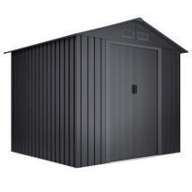 Casetta Da Giardino In Metallo 5,27m2 Light Anthracite - 4 Griglie Di Ventilazione - Doppia Porta Scorrevole