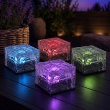 Décoration De Jardin Lampe Solaire Led Rvb Avec Lampe De Jardin À Couleur Changeante, Design Glaçon, Lxh 7x5,4 Cm, Lot De 4