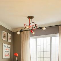 [gebraucht] B-ware Helam Deckenleuchte Lampe Cambridge Schwarz Rot 4 Flg E27 Eisen Wohnbeleuchtung