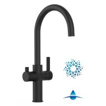 Rubinetto 4 Vie Miscelatore Cucina Nero Opaco Con Canale Separato Per Acqua Filtrata, Canna A U - Serie Fc