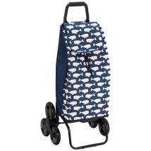 Sidebag Carrello Della Spesa 6 Ruote Blu E Bianco 55l