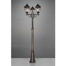 Mella Palo Alto 3 Lantenre Da Esterno 6 Lati Fusione Di Alluminio Ruggine E Vetro Trasparente H. 240cm Ip44 Attacco E27