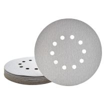 Shark Disques Abrasifs Auto-agrippants, 225 Mm, 10 Trous, P. Ponceuses À Plâtre, Corindon Normal (lot De 25) G320 - Miotools