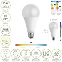 Maurer - Bombilla Led Estandar Rosca E27. 20 Watt. Equivale A 150 Watt. 2452 Lumenes. Luz Neutra (4000o K.)