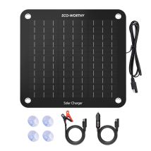 Eco-worthy - 10w 12v Solar Trickle Charger Car Battery Maintainer, Portable Solar Panel Power Backup Kit With Alligator Clip Adapter For Car Rv Boat 