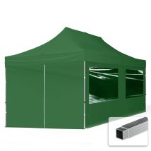 Gazebo Pieghevole Giardino 3x6m - 4 Laterali Alluminio Telo Idrorepellente Padiglione Mercati Sagre Verde