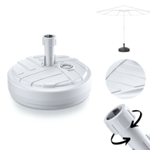 Prosperplast - Pie De Parasol Redondo De Polietileno Ratán Blanco Rellenable De 10l