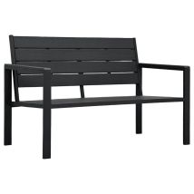 Er-siice - Banco De Jardín Muebles De Exterior Para Terraza Terraza 120 Cm Negro Hdpe Aspecto Madera 020011206