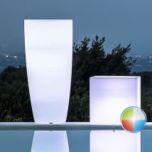 Harz-blumentopf Rund Mod. Agave H 90 Mit Multicolor Led Mit Batterie