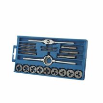 Set di matrici 20 pezzi – Acciaio di alta qualità – M3 x 0,5, M4 x 0,7, M5 x 0,8, M6 x 1,00, M7 x 1, M8 x 1,25, M10 x 1,5, M12 x 1,75 mm – Benson